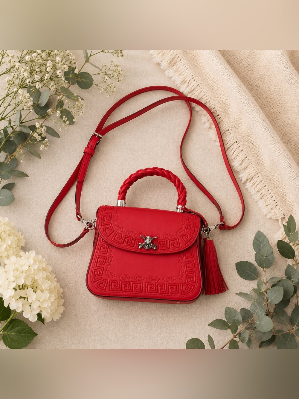 Miss Gail Embroidered Crossbody w/ Tassel
